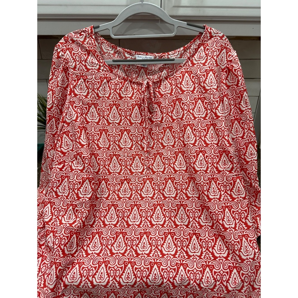 rebecca Malone  1xl plus size NWT red and white print blouse‎